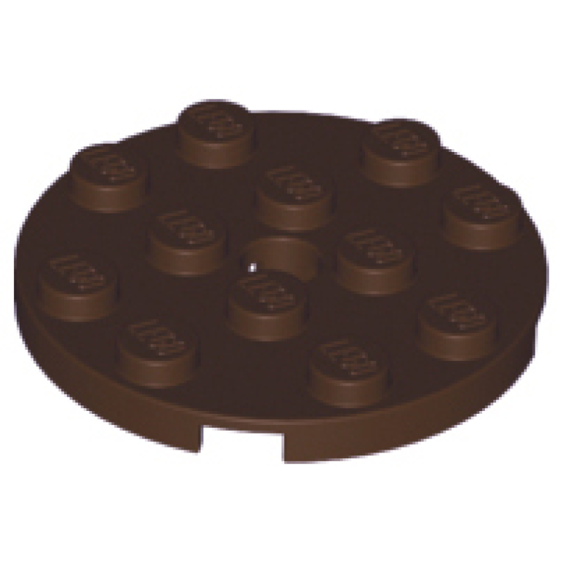 Plaat, Rond 4x4 met gat Dark Brown